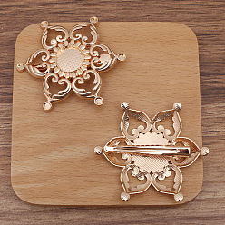 Light Gold Заколки для волос из аллигатора из цветочного сплава, с железными зажимами, золотой свет, 60x45 мм