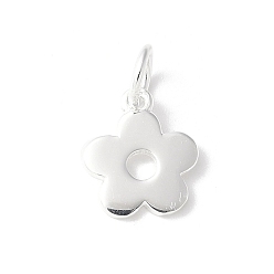 Серебро 925 подвески в виде полых цветов из стерлингового серебра, с перемычками и 925 штампом, серебряные, 10x8.5x1 мм, отверстие : 3.4 мм