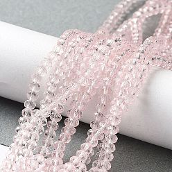 Pink Стеклянные бусины, граненые счеты, рондель, розовые, 2.3~2.7x2 мм, отверстие : 0.4 мм, около 135~140 шт / нитка, 26~27 см