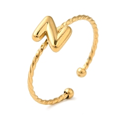 Letter Z 304 открытые манжеты из нержавеющей стали, украшения для женщин, реальный 18 k позолоченный, Письмо Z, внутренний диаметр: 19 мм, Письмо: 7x7 мм