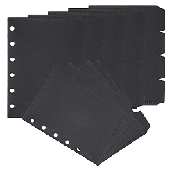 Черный 6-отверстия для разделителей папок из полипропилена, прямоугольные разделители для блокнотов, с вкладками для школьной канцелярии, чёрные, 123x91x0.8 мм, отверстие : 5 мм, о 4 шт / комплект