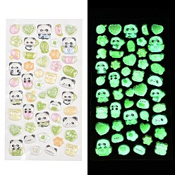 Панда Эпоксидная смола 3 объемные наклейки, мультфильм наклейки, красочный, светится в темноте, панда, 7~22x7~22x4~5.5 мм