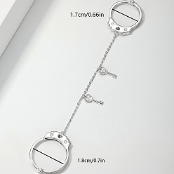 Platinum Brass Micro Pave Cubic Zirconia Double Finger Rings for Women, Key, Platinum, 17~18mm