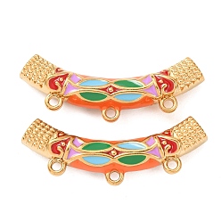 Разноцветный 304 Соединительные элементы люстры из эмалированных изогнутых труб из нержавеющей стали, ионное покрытие (ip), реальный 18 k позолоченный, красочный, 13x39.5x7.5 мм, отверстие : 2.5 мм