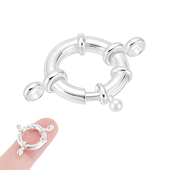 Серебро 1pc 925 большие пружинные застежки из стерлингового серебра, серебряные, 15 мм, 1 шт / комплект