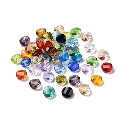 Mixed Color Imitation Austrian Crystal Beads, Grade AAA, Faceted, Flat Round, Mixed Color, 8x4mm, Hole: 0.9~1mm