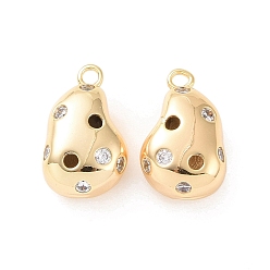 Real 18K Gold Plated Brass Micro Pave Cubic Zirconia Pendants, Real 18K Gold Plated, 17.5x10.5x8mm, Hole: 1.8mm