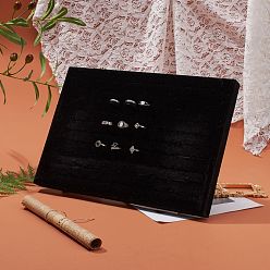 Black Velvet Ring Displays, with Wood, Black, 35x24x4cm