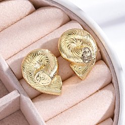 Shell Shape Серьги-гвоздики из латуни с висячим покрытием для женщин, без кадмия и без свинца, долговечный, реальный 18 k позолоченный, формы раковины, 23x17.5 мм