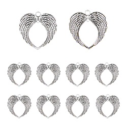 Античное Серебро 10шт. большие подвески из сплава в тибетском стиле, без кадмия и без свинца, крыло, античное серебро, 72.5x68x4 мм, отверстие : 2.5 мм