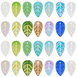 (52) Непрозрачная лаванда 140 шт 14 цвета стеклянные подвески, лист, разноцветные, 17.5~18x11x3~3.5 мм, отверстие : 1~1.2 мм, 10 шт / цвет