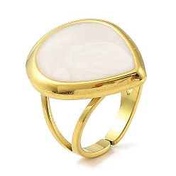 Настоящее золото 18K 304 эмалированные открытые манжеты из нержавеющей стали для женщин, слеза, ионное покрытие (ip), реальный 18 k позолоченный, размер США 6 (16.5 мм)