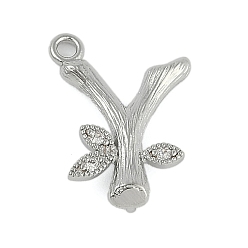 Letter Y Латунные хрустальные стразы буквы звенья соединительные подвески, без кадмия, без никеля и без свинца, Реальная платина, Письмо Y, 15x11.5x3.5 мм, отверстия : 1.2 mm и 1.5 мм