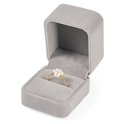 Серебро Бархат кольца коробки, прямоугольные, серебряные, 6x5.1x4.5 см