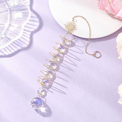 Золотой Стекло каплевидное окно висит ловцы солнца, с подвесками из латуни и нержавеющей стали для наружного и садового декора, золотые, 295 мм