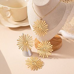 Золотой Серьги-гвоздики из сплава подсолнечника, ожерелья с подвесками и комплекты колец для женщин, золотые, 400 мм