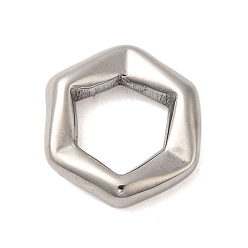 Couleur Acier Inoxydable Anneaux de liaison en acier inoxydable anti-ternissement, hexagone, couleur inox, 304mm, diamètre intérieur: 17x19x4.5 mm