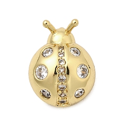 Прозрачный Латунные микро проложить кубического циркония подвески, божья коровка прелести, без свинца и без кадмия, долговечный, реальный 18 k позолоченный, стойки покрытие, прозрачные, 13x10x4.5 мм, отверстие : 1.6 мм