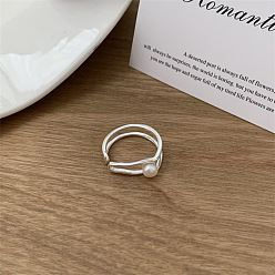 Круглые 925 серебряные манжеты, с жемчугом из раковины , серебряные, круглые, внутренний диаметр: регулируемый