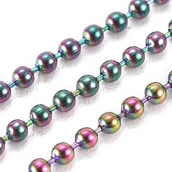 Rainbow Color Ионное покрытие (ip) 304 шариковые цепи из нержавеющей стали, с катушкой, круглые, Радуга цветов, 1.5 мм, около 32.8 футов (10 м) / рулон