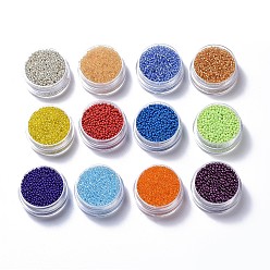 Mixed Color 12/0 Round Glass Seed Beads, Mixed Color, 2~3x1.5~2mm