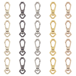 Mixed Color Alloy Swivel Clasps, Swivel Snap Hook, Mixed Color, 34.5x14x5.5mm, Hole: 4.5x7.5mm, 5 colors, 4pcs/color, 20pcs/box