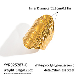 Настоящее золото 18K Европейская широкая полоса 304 нержавеющая сталь регулируемые открытые манжеты кольца для женщин, реальный 18 k позолоченный, внутренний диаметр: 18 мм