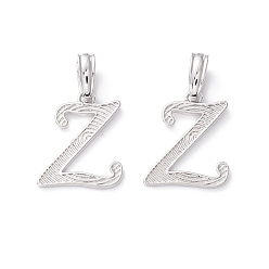Letter Z Подвески с буквами из экологически чистой латуни, настоящее платиновое долговечное покрытие, без кадмия и без свинца, letter.z, 17x14x1.4 мм, отверстие : 6.5x3.3 мм