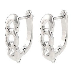 Platinum SHEGRACE Brass Hoop Earring Findings, with Loop, Cadmium Free & Lead Free & Nickel Free, Platinum, 19.5x13x5mm, Hole: 1.4mm, Pin: 1mm