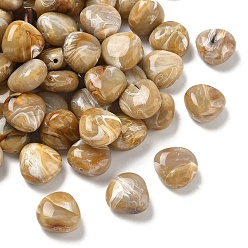 Цвет Древесины Акриловые шарики Gemstone имитация, овальные, два тона, деревесиные, 17x17.5~18x9.5~10 мм, отверстие : 1.6 мм, Около 238 шт / 500 г