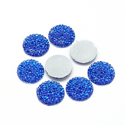 Blue Resin Cabochons, Bottom Silver Plated, Half Round/Dome, Blue, 12x3mm