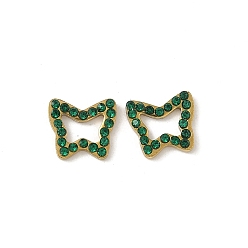 Бабочка 304 кабошоны со стразами из нержавеющей стали, ионное покрытие (ip), золотые, бабочка, 7.5x8.5x1.5 мм