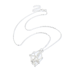 Серебро 304 мешочек для макраме из нержавеющей стали, пустой держатель для камней для изготовления подвесных ожерелий, с латунным кабельных цепей, серебряные, 17.95 дюйм (45.6 см)