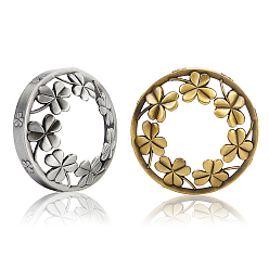 Antique Bronze & Antique Silver Zinc Alloy Candle Lids, Candle Toppers, Jar Candle Accessories, Flat Round with Clover Pattern, Cadmium Free & Lead Free, Antique Bronze & Antique Silver, 85x25mm, Inner Diameter: 80mm,  2 colors, 1pc/color, 2pcs/set