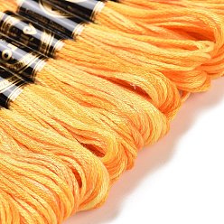 Gold 10 Skeins 6-Ply Polyester Embroidery Floss, Cross Stitch Threads, Segment Dyed, Gold, 0.5mm, about 8.75 Yards(8m)/skein