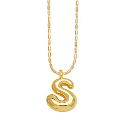 Letter S Messing hängende Halsketten, golden, Buchstabe s, 16.54 Zoll (420 mm), Anhänger: 19~20x6~19 mm