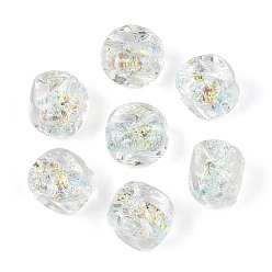 Светло-голубой Ручной работы бусины фольги, кубоид, граненые, светло-голубой, 12~13x10.2~11x10.2~11 мм, отверстие : 1.2~1.5 мм, около 40 шт / нитка, 19.29~19.69'' (49~50 см)