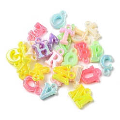 (52) Непрозрачная лаванда Акриловые кулон, с покрытием AB цвета, буквы, разноцветные, 14~14.5x5~14x4 мм, отверстие : 2 мм, Около 2083 шт / 500 г