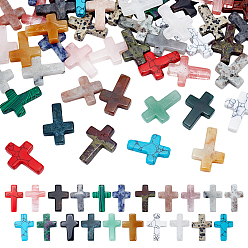 (52) Непрозрачная лаванда 60 шт. 20 стили украшения для крестов из натуральных и синтетических драгоценных камней, фигурка для украшения дома, энергетический камень рейки для исцеления, разноцветные, 25~26x18~19x4.5~5 мм, 3 шт / стиль