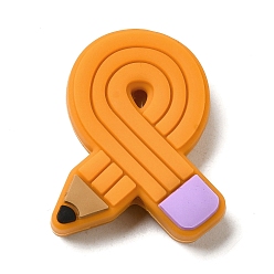 Pencil Пищевые экологически чистые силиконовые фокусные шарики, изготовление ожерелий diy, карандаш, 30x24x7 мм, отверстие : 2 мм