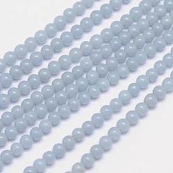 Angelite Natural Angelite Beads Strands, Round, 4mm, Hole: 1mm, about 98pcs/strand, 15.5 inch