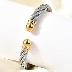Позолоченный и Цвет Нержавейки 304 из нержавеющей стали манжеты браслеты, браслеты с крутящим моментом для женщин, скрученный, ионное покрытие (ip), настоящее золото и нержавеющая сталь, внутренний диаметр: 2-1/2x2-1/8 дюйм (6.3x5.3 см)