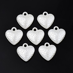 Creamy White ABS Plastic Imitation Pearl Pendants, Heart, Creamy White, 19x18x6.5mm, Hole: 2mm, about 550pcs/500g