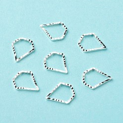 925 Sterling versilbert Messing Verbinderring, langlebig überzogen, cadmiumfrei und bleifrei, Raute , 925 Sterling versilbert, 10x8x1 mm, Innendurchmesser: 8x7 mm