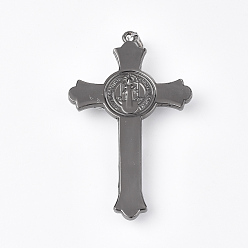 Gunmetal & Platinum Alloy Big Pendants, Crucifix Cross, For Easter, Gunmetal & Platinum, 75.5x45x10mm, Hole: 8~10x3~4mm