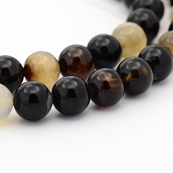 Black Agate Dyed Black Agate Round Bead Strands, 8mm, Hole: 1mm, about 49pcs/strand, 15.7 inch