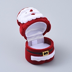 Red Father Christmas Shape Velvet Jewelry Boxes, Portable Jewelry Storage Case, for Ring Earrings Necklace, Red, 4.7x4.2x6.6cm