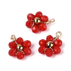 Темно-Красный Стекло с 304 подвесками из нержавеющей стали, , граненые, темно-красный, 10.5~11x9x3 мм, отверстие : 1.4 мм