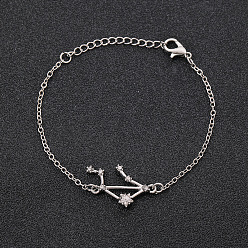 Весы 12 браслеты созвездия из сплава со стразами, браслеты-цепочки для женщин, звездочкой, Весы, 6-3/4 дюйм (17 см)