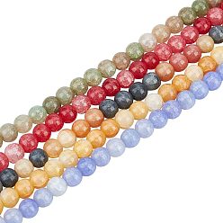 Mixed Color 5 Strands 5 Colors Transparent Crackle Glass Beads Strands, Long-Lasting Dyed & Heated, Round, Mixed Color, 8.5x7.5mm, about 51~52pcs/strand, 38.5cm~39cm, 1 strand/color